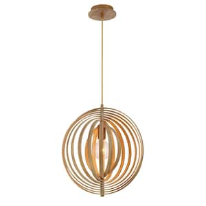 Abruzzo 1-Light Wood Tan Shaded Pendant Light