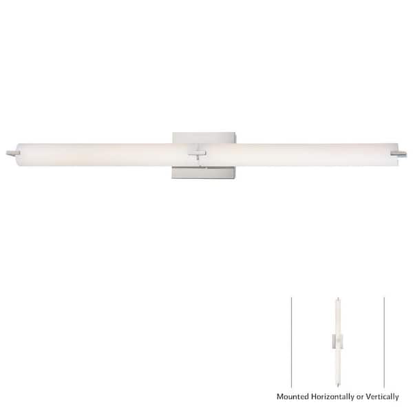 Tube 100-Watt Equivalence Chrome Integrated LED Bath Light