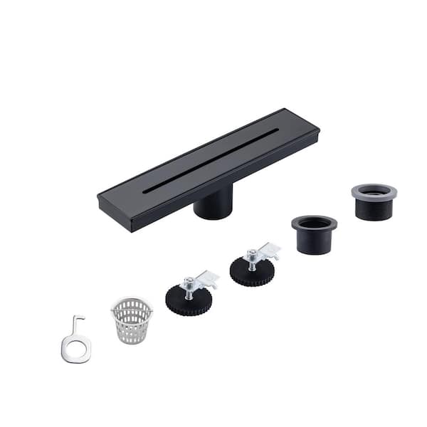 2.75 in. W x 12 in. D Stainless Steel Decorative Drain Cover with Matte Black