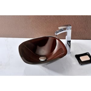 Cansa Series Round Deco-Glass Vessel Sink in Rich Timber