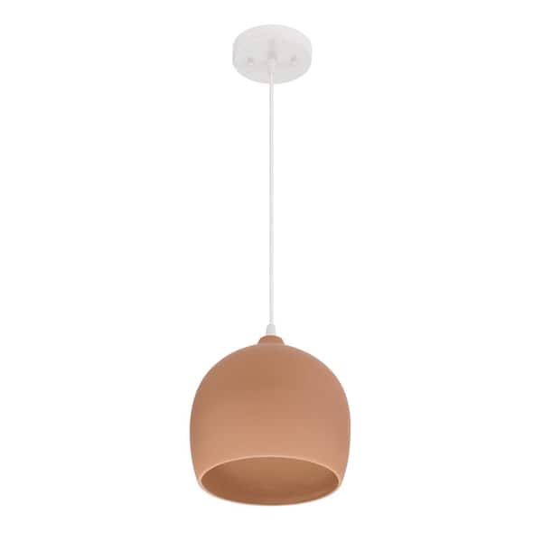 Robert Stevenson Lighting Sienna 60-Watt 1 Light Terracotta Small Bell Shaped Pendant Light with Ceramic Shade