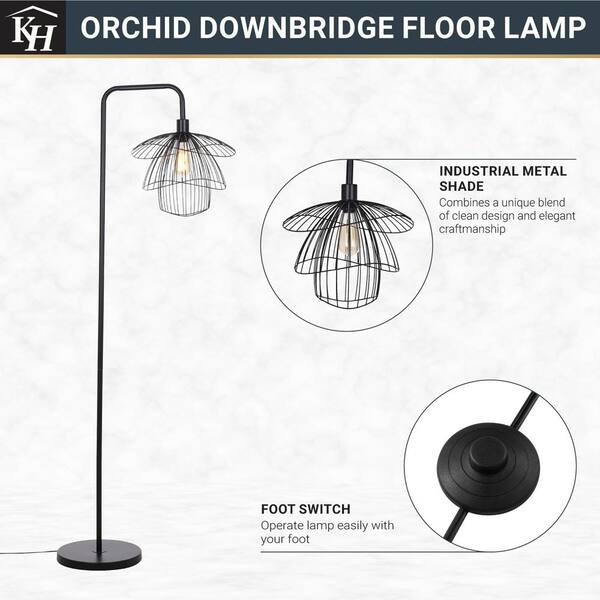 Kenroy Home Orchid Downbridge Black Floor Lamp