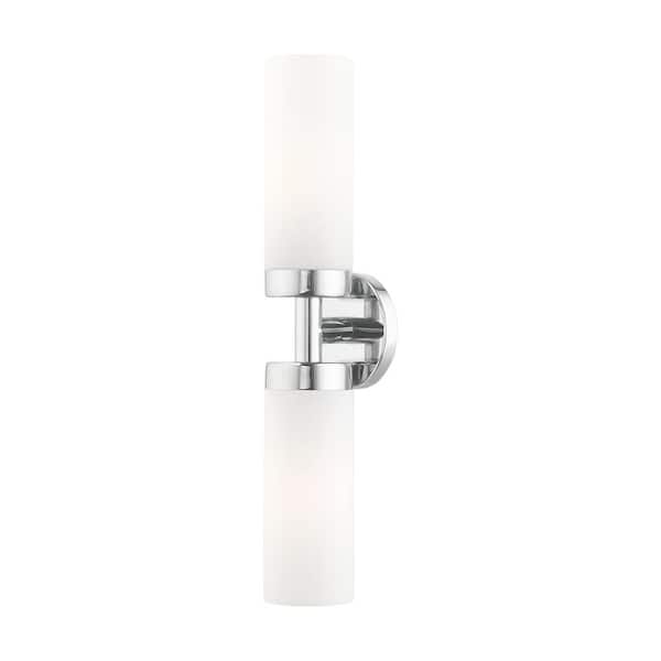 AVIANCE LIGHTING Aspen 19.25 in. 2-Light Polished Chrome ADA Vanity Light with Satin Opal White Glass