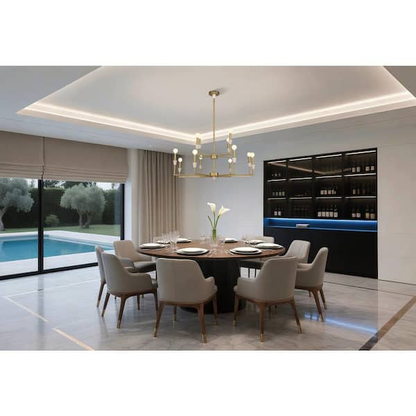 Thesis Montclair 38 in. 12-light Brushed Gold and Natural