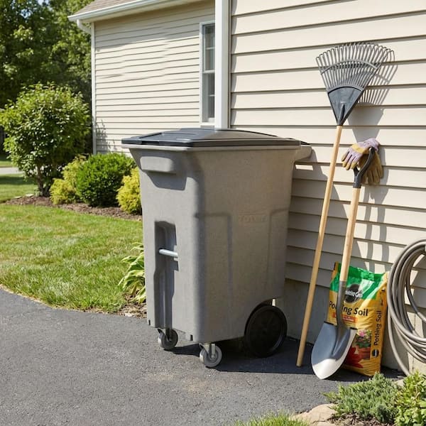 つんつん　64D　ダークグレイファンカバー×2 Toter 64 Gallon Graystone Trash Can with Wheels and Lid (2 Caster