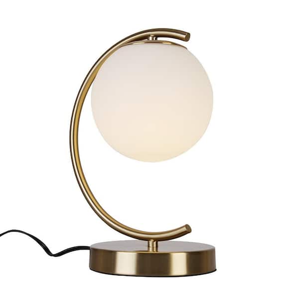 H11 in. 1 Light Opal Acrylic globe Dimmable Bedside Lamp Modern Plug in Night Light with Rotary Dimmer