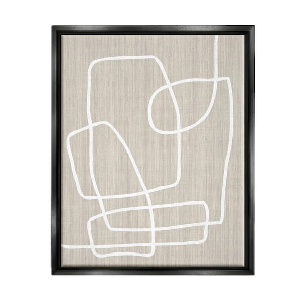 The Stupell Home Decor Collection Contemporary White Line Shapes Grain Design by Alpenglow Workshop Floater Frame Abstract Wall Art Print 21 in. x 17 in.