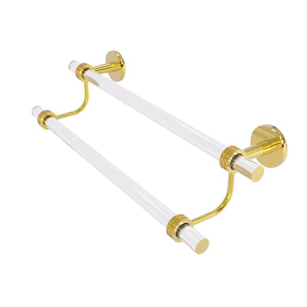Allied Brass Clearview 24 in. Wall Mounted Double Towel Bar with Dotted Accents in Polished Brass