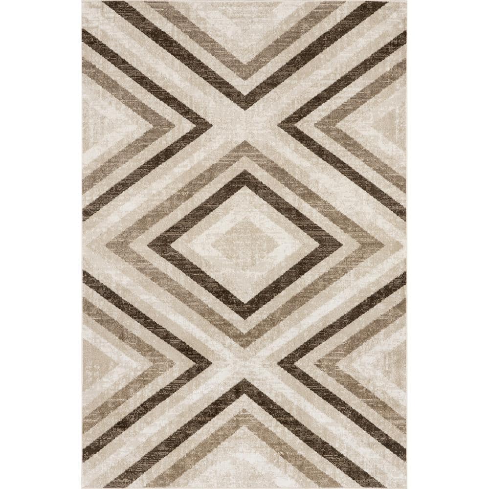 nuLOOM Akari Light Brown 9 ft. x 12 ft. Transitional Diamond Machine Washable Area Rug