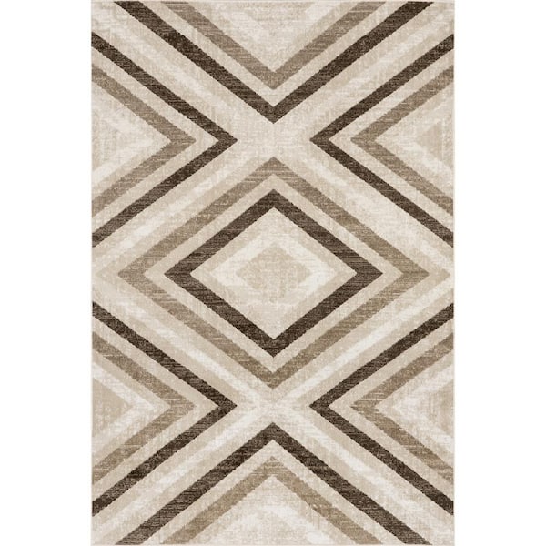 nuLOOM Akari Light Brown 9 ft. x 12 ft. Transitional Diamond Machine Washable Area Rug