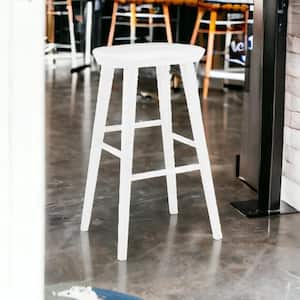Charlie 29.14 in. White Backless Wood Bar Stool with MDF Seat