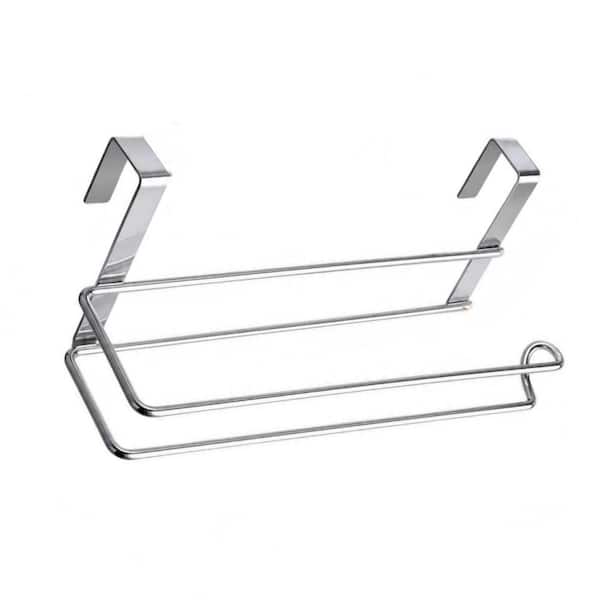 Under Cabinet and Over Door Brushed Stainless Steel Paper Towel Holder Tissue Hanger Organizer for Kitchen Organization