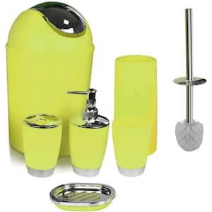 Bathroom Accessories Set 6-Pieces Plastic (Yellow)
