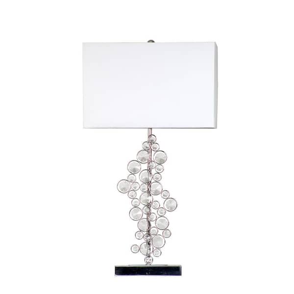 Elegant Designs 25 in. Prismatic Crystal Sequin and Chrome Table Lamp with White Shade