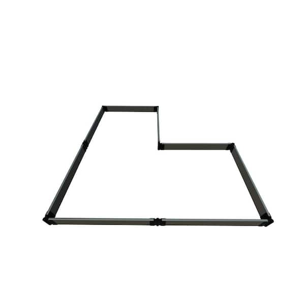 Frame It All Tool-Free 8 ft. x 8 ft. x 5.5 in. Weathered Wood Composite Arrowhead Straight Corner Raised Garden Bed - 1 in. Profile
