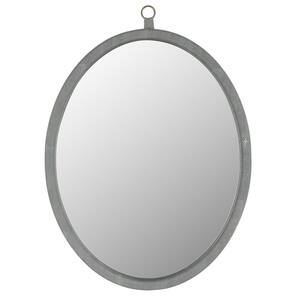 23.62 in. W x 29.92 in. H Oval Framed Wall Bathroom Vanity Mirror in Gray