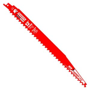 12 in. 3 TPI Demo Demon Carbide Reciprocating Saw Blade for Pruning and Clean Wood Cutting