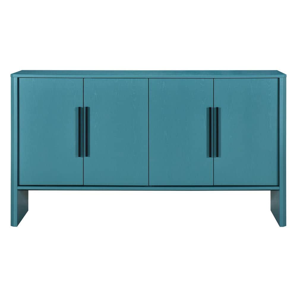 Antique Blue MDF 59 in. Hinged Door Sideboard with Adjustable Shelves