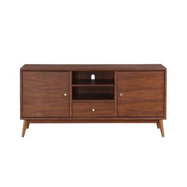 EVERGLADE HOME Vasily 64 in. Brown TV Stand with 1-Storage Drawers Fits TV's up to 70 in. with Cable Management