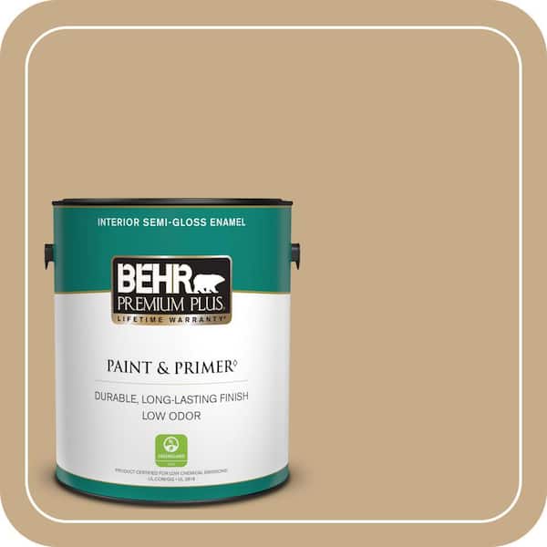 BEHR PREMIUM PLUS 1 gal. #ICC-61 Toasted Grain Semi-Gloss Enamel Low Odor Interior Paint & Primer