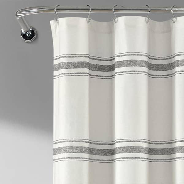 Farmhouse Stripe Shower Curtain Gray, Oriental Themed Shower Curtains