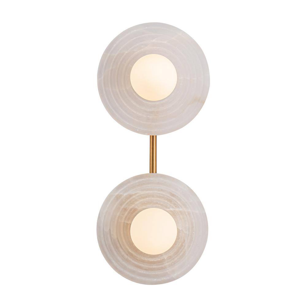 Vintage Brass and Alabaster Dimmable Vanity Light