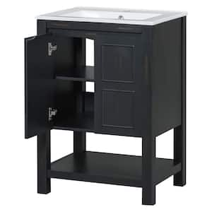 24 in. W x 18.3 in. D x 34.7 in. H Single Sink Freestanding Bath Vanity in Espresso with White Ceramic Top