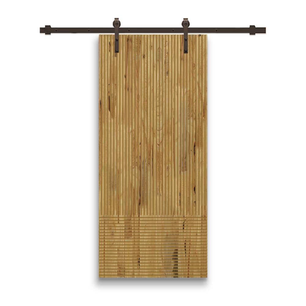 30 in. x 80 in. Japanese Series Pre Assemble Weather Oak Stained Wood Interior Sliding Barn Door with Hardware Kit price history on PriceWatchPro