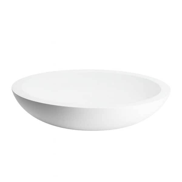 23.6 in. Auren Matte White Solid Surface Oval Vessel Sink