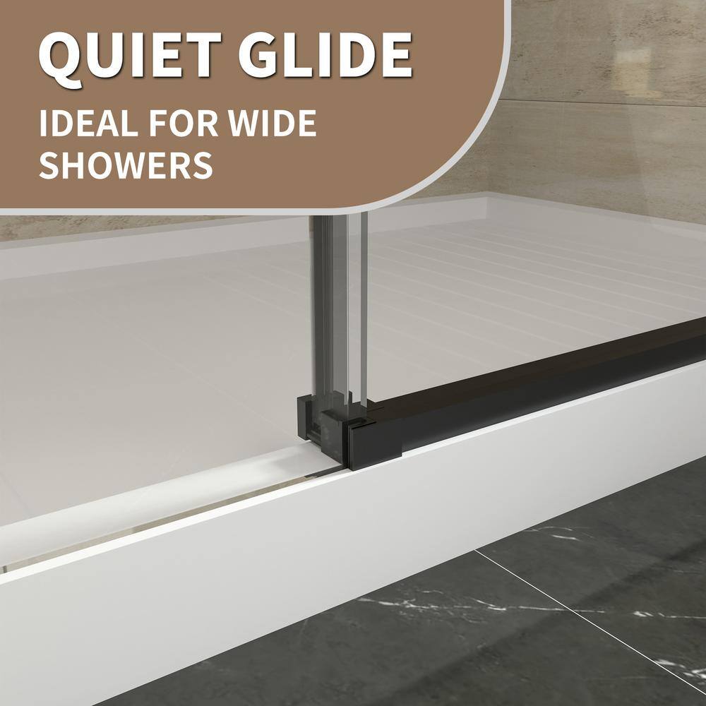 60 in. Matte Black Frameless Sliding Glass Shower Door
