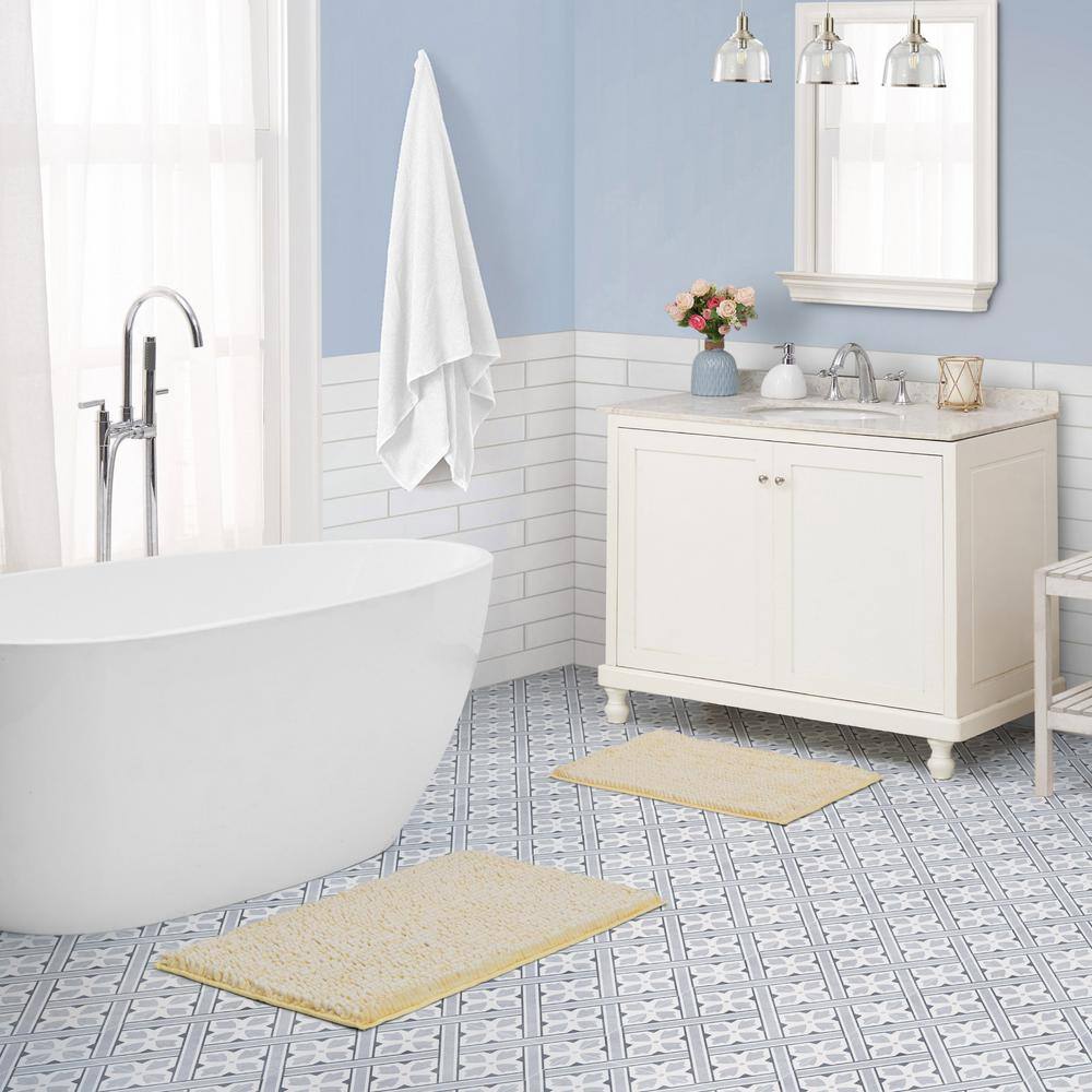 Yellow Chenille Non-Slip 2-Piece Bath Rug Set