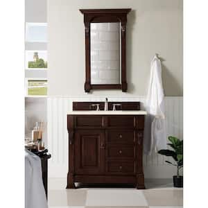 Brookfield 36 in. W x 23.5 in. D x 34.3 in. H Single Bath Vanity in Burnished Mahogany with Marble Top in Eternal Marfil