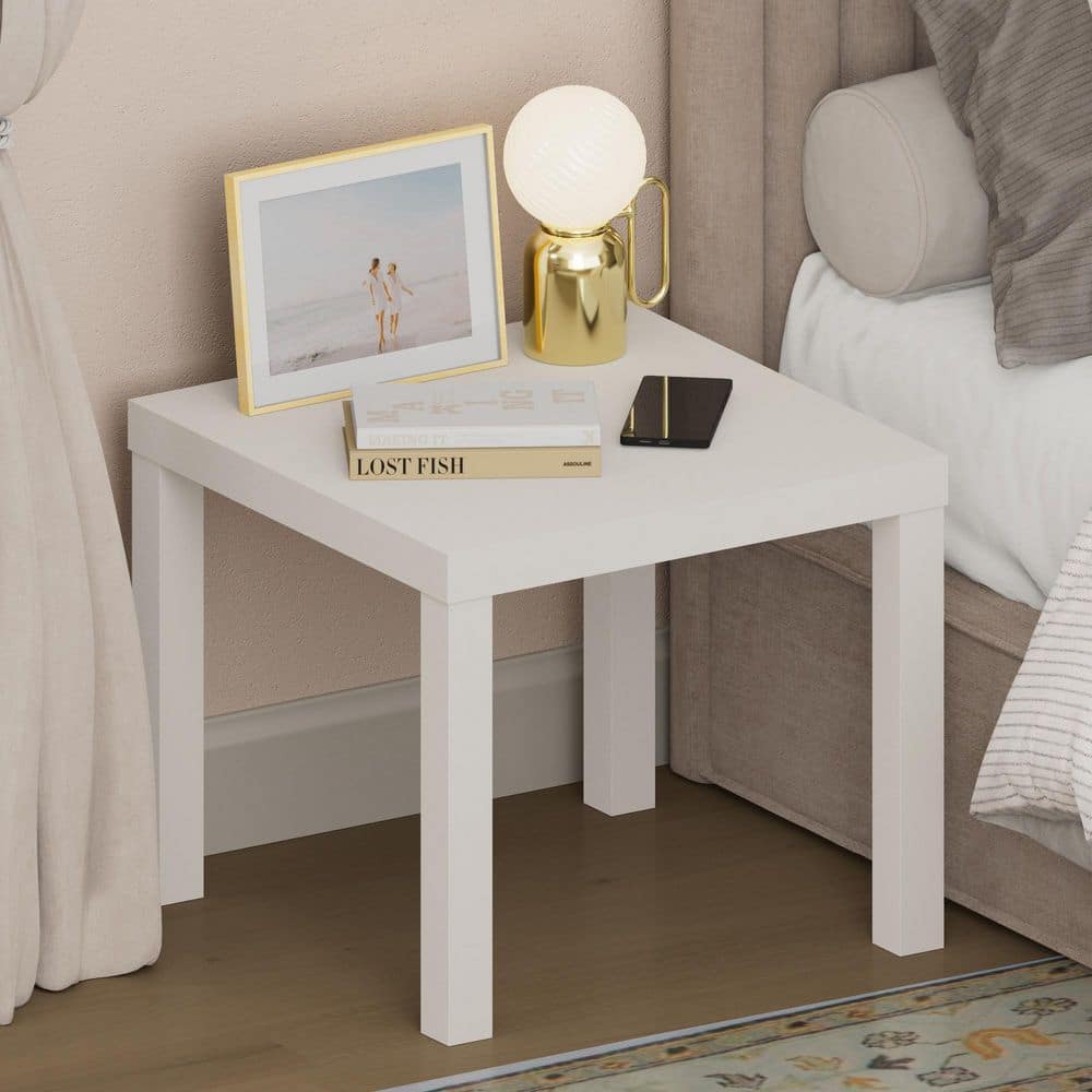 Classic White 20.08 in. W Nightstand with 1.8 Thick Square Tabletop
