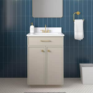 Marcote 24 in. Single Sink Freestanding Greige Bath Vanity with Volakas Engineered Stone Top (Assembled)