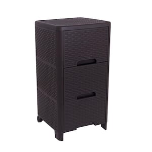 Rattan Style 3 Drawer Unit in Brown