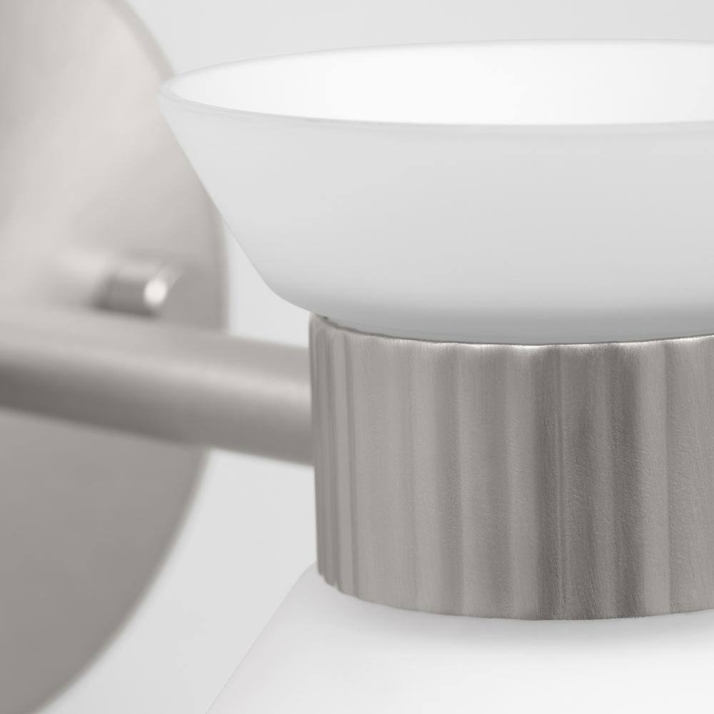 Brushed Steel Dimmable Wall Sconce with Etched Glass Shade