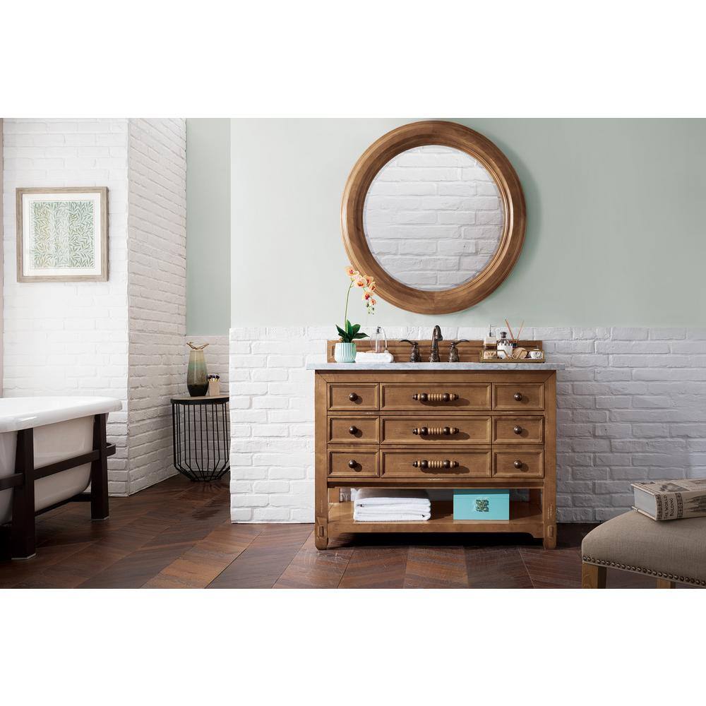 Malibu 40" Honey Alder Round Frameless Wood Mirror