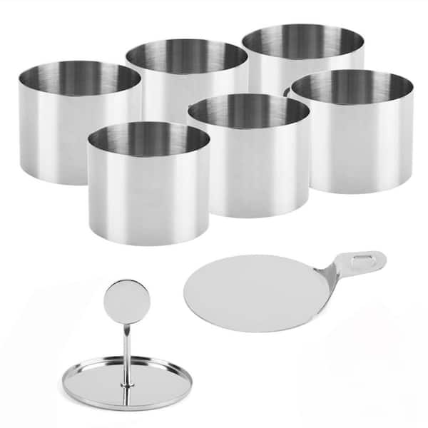 6 Pack Stainless Steel Cake Ring Molds Round Pastry Cutter Set for Baking Mousse Sandwich Pancake Biscuit