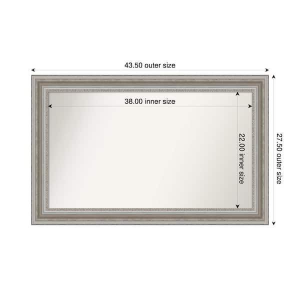Amanti Art Parlor Silver 43.5 in. x 27.5 in. Custom Non-Beveled Recycled Polystyrene Framed Bathroom Vanity Wall Mirror