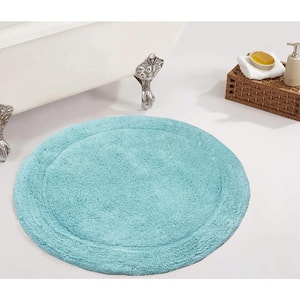 Waterford Collection 100% Cotton Tufted Non-Slip Bath Rug, 30 in. Round, Turquoise