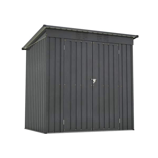 Misopily 6 ft. W x 4 ft. D Outdoor Black Metal All Weather Tool Storage Shed for Garden, Backyard & Lawn (24 sq. ft.)