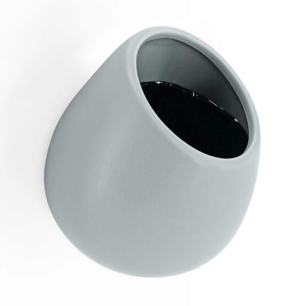 Round 3 1/2 in. x 4 in. Light Grey Ceramic Wall Planter