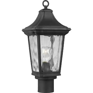 Marquette Collection 1-Light Textured Black Clear Water Glass New Traditional Outdoor Post Lantern Light