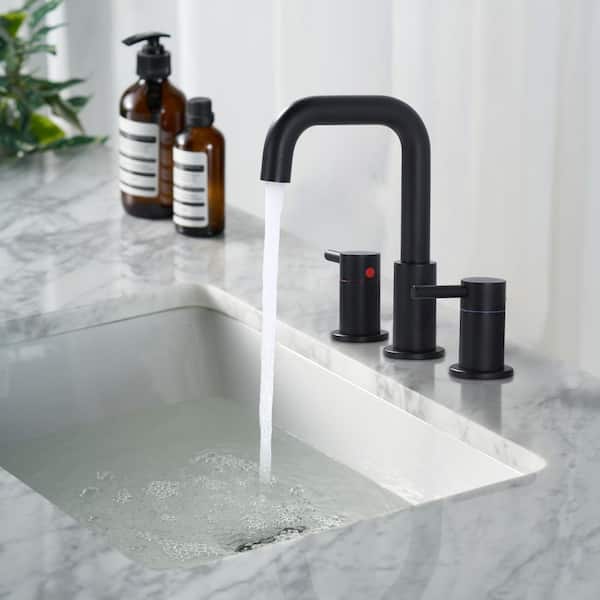 Phuwin DIALBLACK babyT Sサイズ WOWOW 8 in. Widespread Double Handle Bathroom Basin Faucet with