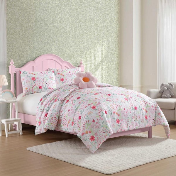 Laura Ashley Sunshine Flowers 4 Piece Pink/Green Microfiber