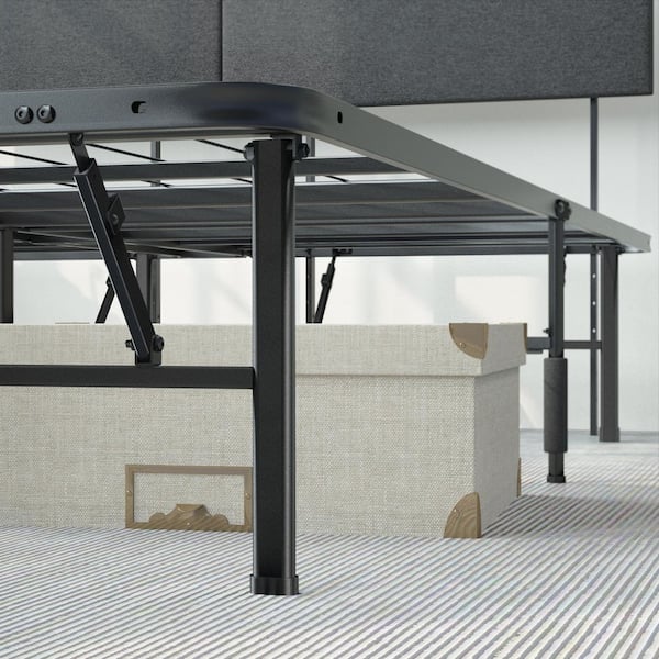 Werkloos Specialist Aanzetten Zinus SmartBase Black King Metal Bed Frame with Upholstered Headboard  FSSFSB-14K - The Home Depot