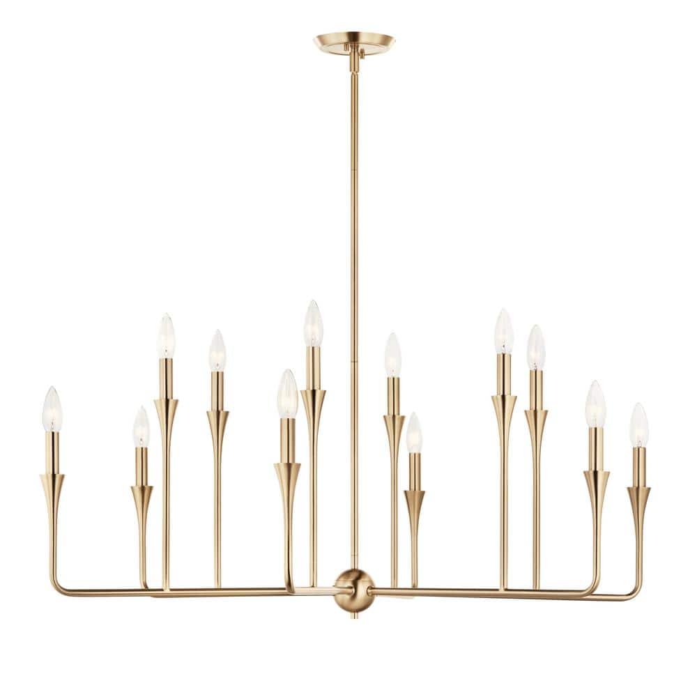 Champagne Bronze 12-Light Multi-Tier Chandelier with Tapered Accents