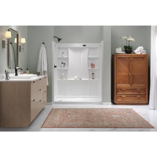 Classic 500 30 in. L x 60 in. W x 72 in. H 4-Piece Alcove Shower Kit with Shower Wall and Shower Pan in High Gloss White