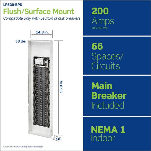 200 Amp 66-Space, 66-Circuit Indoor Load Center with Main Circuit Breaker LP620-BPD