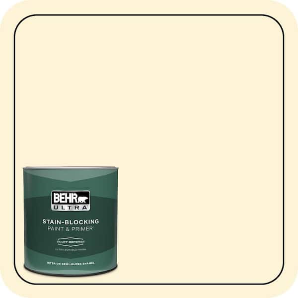 BEHR ULTRA 1 qt. #390C-1 Capri Cream Extra Durable Semi-Gloss Enamel Interior Paint & Primer